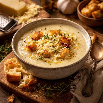 Image of Cream of Cauliflower Soup with Gruyere Cheese