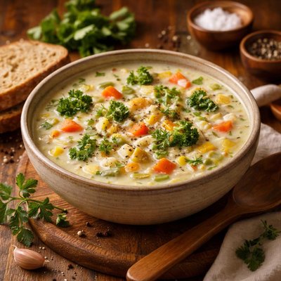 Image of Cream of Fresh Vegetable Soup Vegan