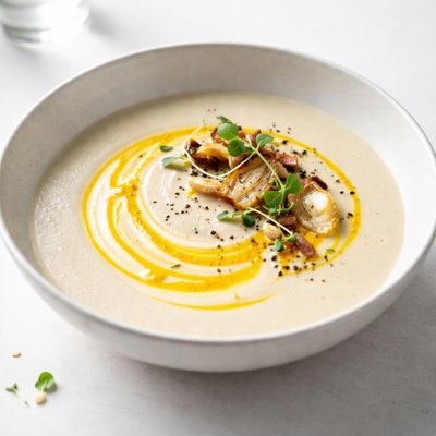 Image of Cream of Jerusalem Artichoke Soup with Saffron Cream