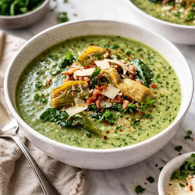 Image of Cream of Spinach and Artichoke Soup My Way