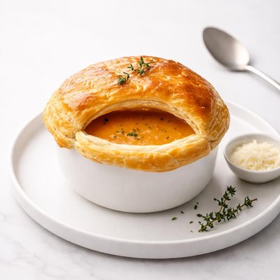Image of Cream of Tomato Soup in Puff Pastry