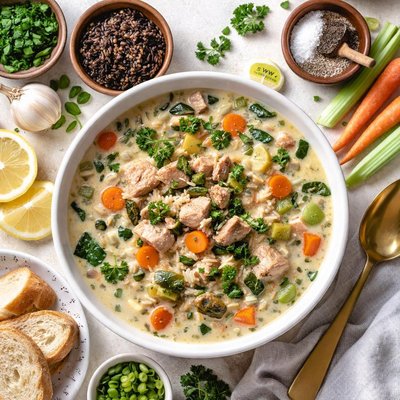 Image of Cream of Turkey Wild Rice Soup with Weight Watchers Points