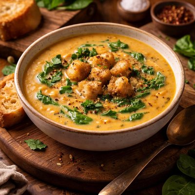 Image of Cream of Yam and Spinach Soup
