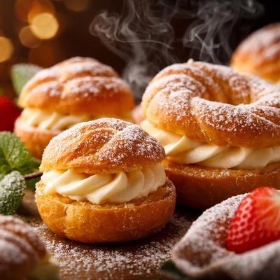 Image of Cream Puffs Choux Pastries Balls or Ring Variety