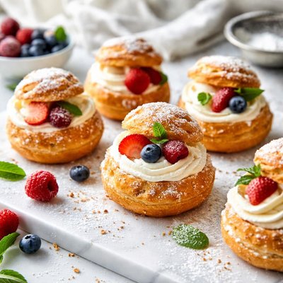 Image of Cream Puffs Puffed Shell of Choux Pastry