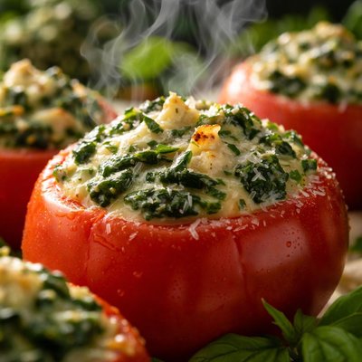 Image of Cream Spinach Stuffed Tomatoes