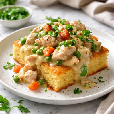 Image of Creamed Chicken on Cornbread