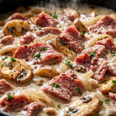 Image of Creamed Chipped Beef with Onions Mushrooms