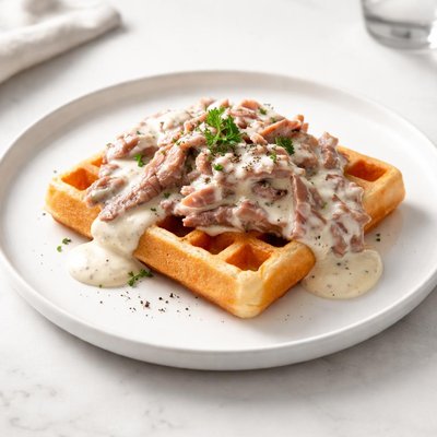 Image of Creamed Chipped Dried Beef on Toast or Waffles