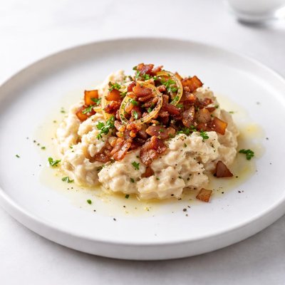 Image of Creamed Codfish with Bacon and Onion