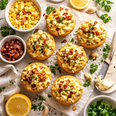 Image of Creamed Corn Parsley Bacon on Muffins