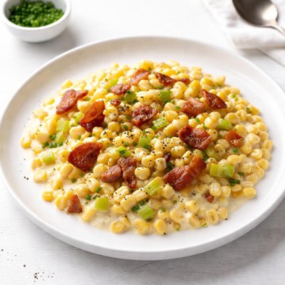 Image of Creamed Corn with Bacon and Leeks