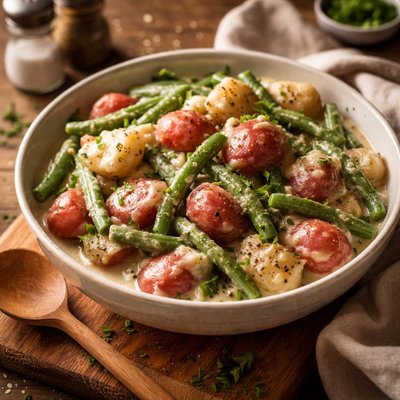 Image of Creamed Red Potatoes and Green Beans