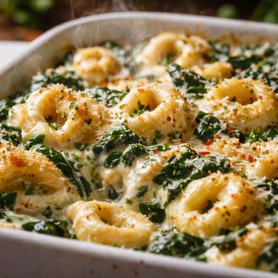 Image of Creamed Spinach and Tortellini Casserole