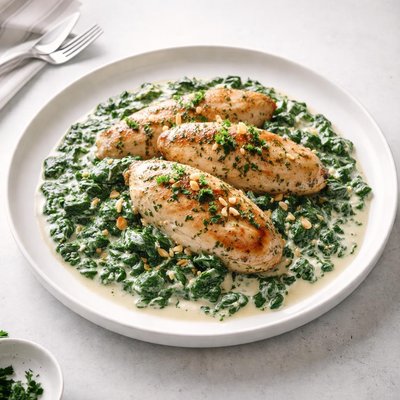 Image of Creamed Spinach with Garlic Chicken Crock Pot