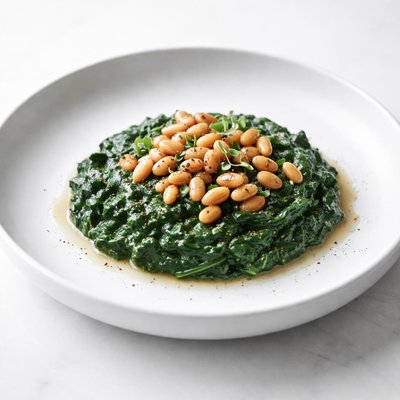 Image of Creamed Spinach with Honey Glazed Pine Nuts