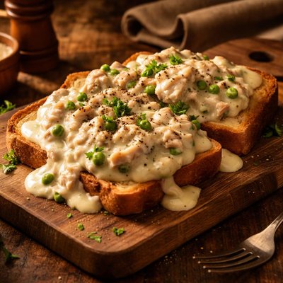 Image of Creamed Tuna Fish on a Shingle