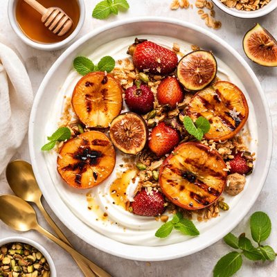 Image of Creamed Yogurt with Grilled Fruit