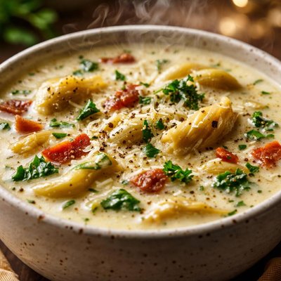 Image of Creamy Asiago and Artichoke Soup