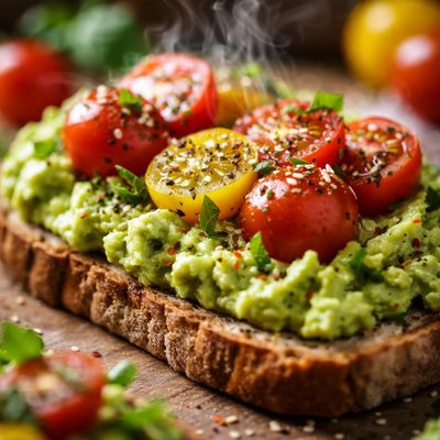 Image of Creamy Avocado and Cherry Tomato Toast