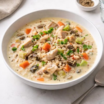 Image of Creamy Baked Turkey with Brown Rice Soup