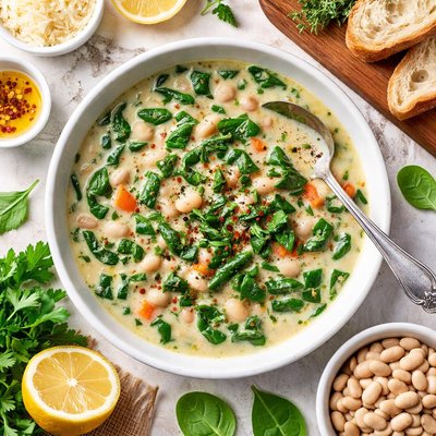 Image of Creamy Bean Herb Spinach Soup