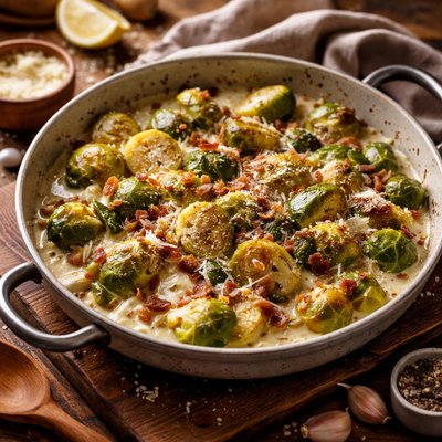 Image of Creamy Brussels Sprouts with Shallots