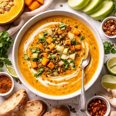 Image of Creamy Butternut Squash Green Apple Curry Soup