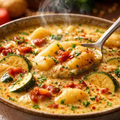 Image of Creamy Cajun Zucchini and Potato Soup
