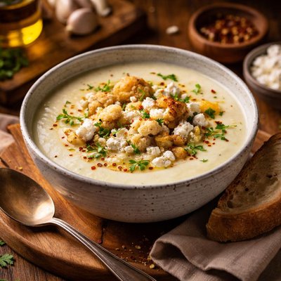 Image of Creamy Cauliflower Soup with Feta