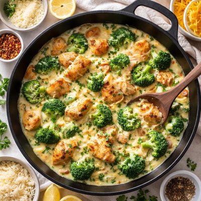 Image of Creamy Cheesy Chicken Broccoli Skillet