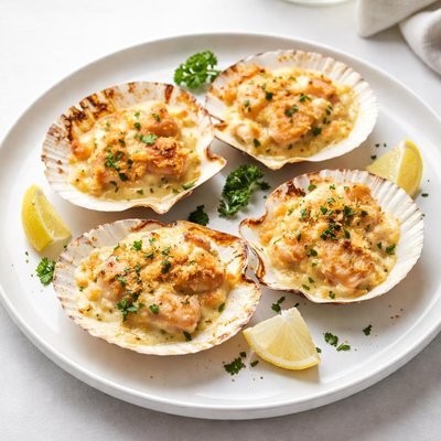 Image of Creamy Cheesy Coquilles St Jacques Scallops
