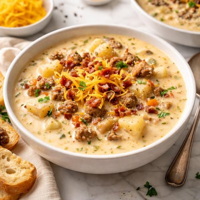 Image of Creamy Cheesy Sausage and Potato Soup