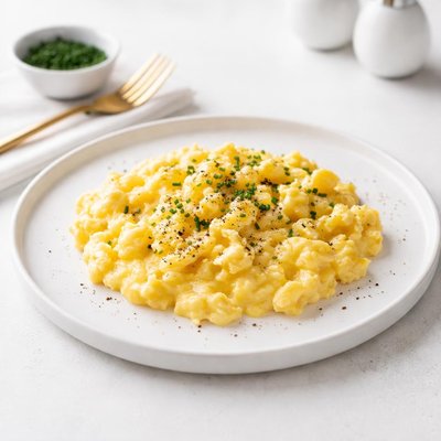 Image of Creamy Cheesy Scrambled Eggs Christmas Morning Eggstravaganza