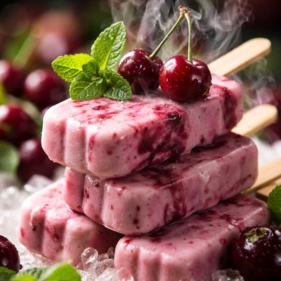 Image of Creamy Cherry Kefir Popsicles or Smoothie Vegan Friendly