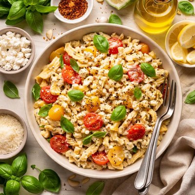 Image of Creamy Chevre and Basil Pasta