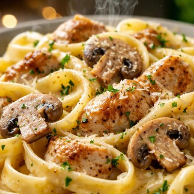Image of Creamy Chicken and Mushroom Fettuccini