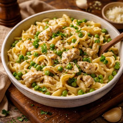 Image of Creamy Chicken and Peas Noodle Toss