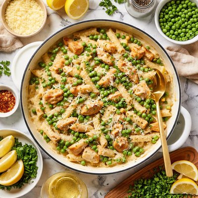 Image of Creamy Chicken and Peas Pasta Dinner