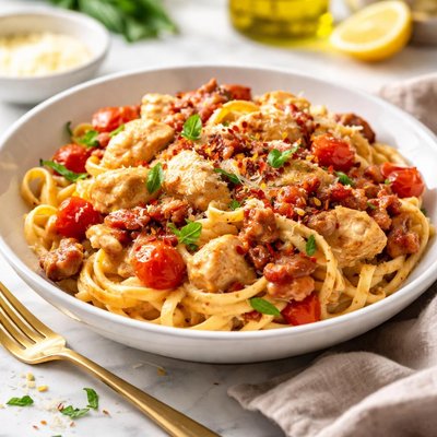 Image of Creamy Chicken Bacon Tomato Pasta