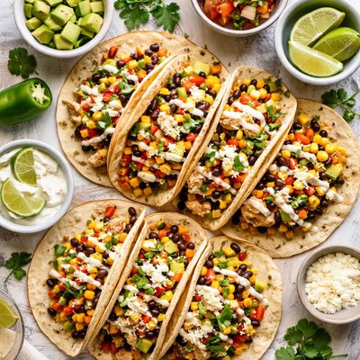 Image of Creamy Chicken Black Bean Tacos