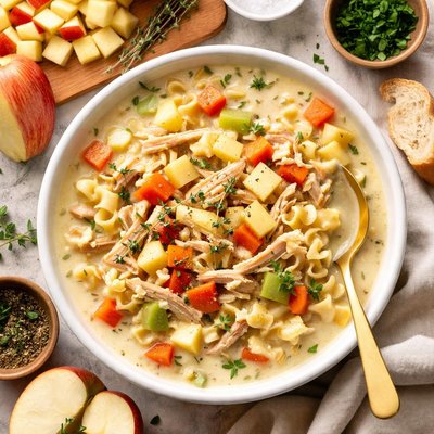 Image of Creamy Chicken Noodle Soup with Apples