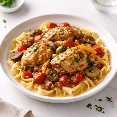 Image of Creamy Chicken or Pork Cacciatore in Crock Pot