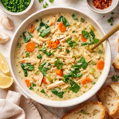 Image of Creamy Chicken Soup with Orzo