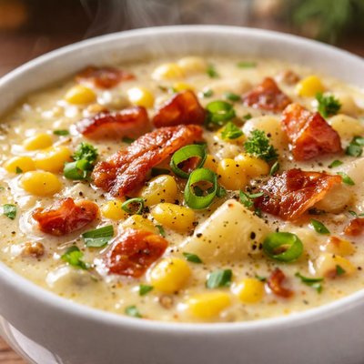 Image of Creamy Corn Bacon Chowder for Two