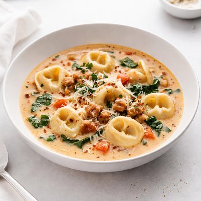 Image of Creamy Crockpot Tortellini Soup