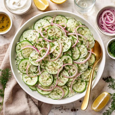 Image of Creamy Cucumber Salad Barefoot Contessa