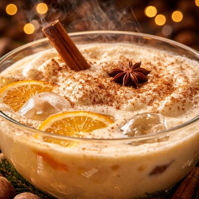 Image of Creamy Eggnog Punch with Spiced Rum