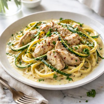 Image of Low Fat Creamy Garlic Chicken Pasta