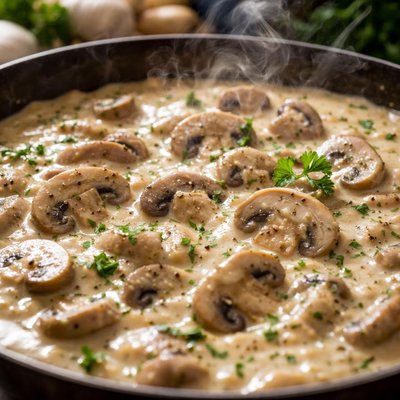Image of Vegan Creamy Garlic Mushroom Sauce